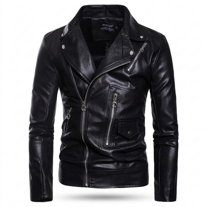 Mens Outlet House - Milan | Asymmetrical Slim-Fit Leather Jacket Men