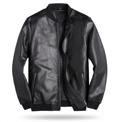Mens Outlet House - Minav | Zip-Up Lined Leather Jacket Men