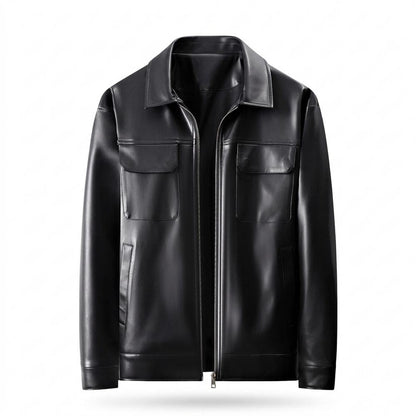 Mens Outlet House - Artor | Zip-Up Collared Leather Jacket Men