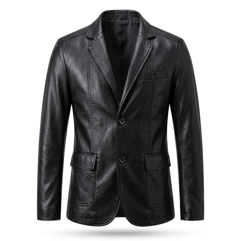 Mens Outlet House - Zalen | Faux Leather Single-Breasted Blazer Men