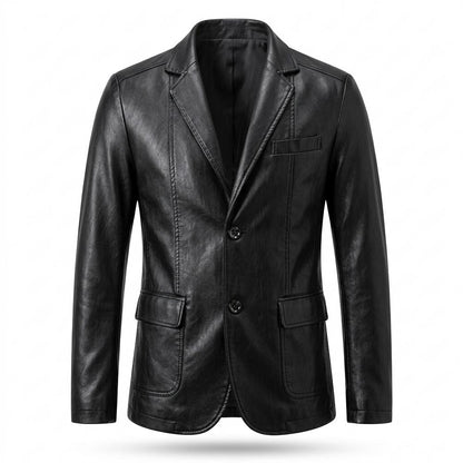 Mens Outlet House - Zalen | Faux Leather Single-Breasted Blazer Men