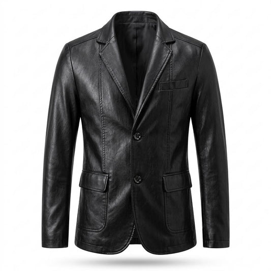 Mens Outlet House - Zalen | Faux Leather Single-Breasted Blazer Men