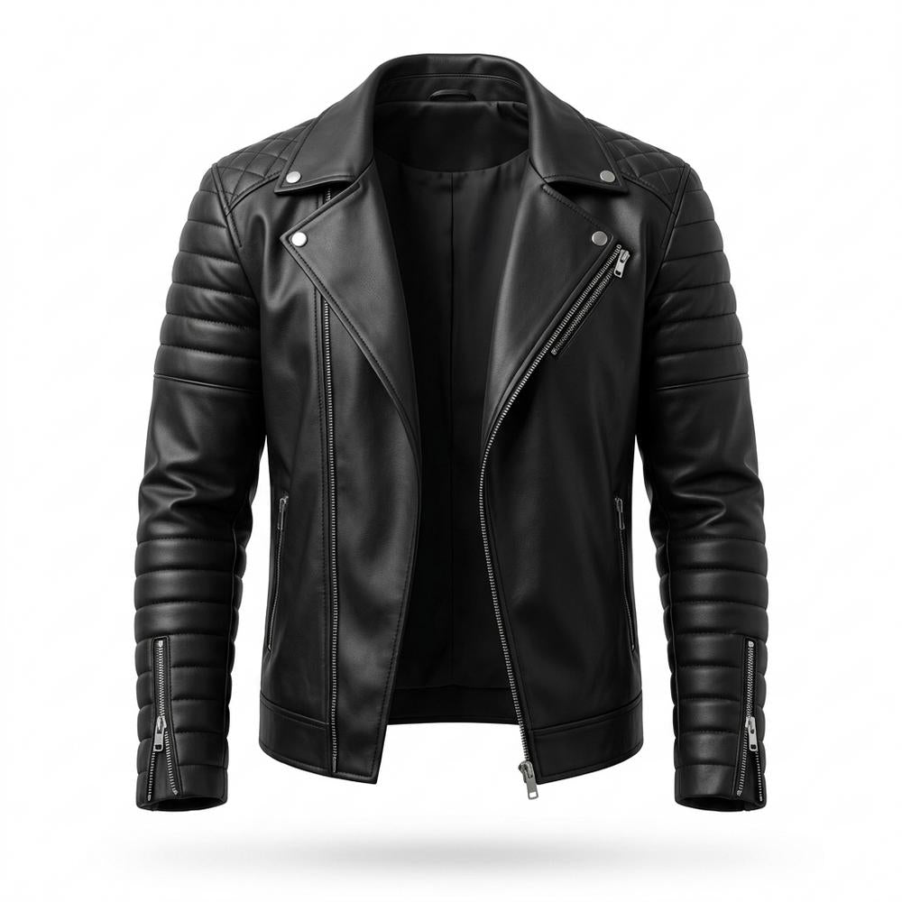 Mens Outlet House - Zenal | Asymmetrical Quilted Leather Jacket Men