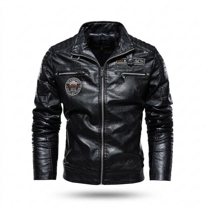 Mens Outlet House - Kesan | Quilted Zipped Leather Jacket Men