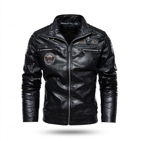 Mens Outlet House - Kesan | Quilted Zipped Leather Jacket Men