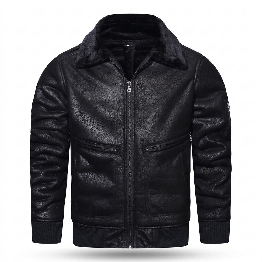 Mens Outlet House - Davar | Lined Zip-Up Leather Jacket Men