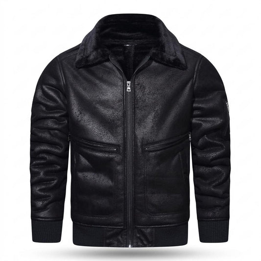 Mens Outlet House - Davar | Lined Zip-Up Leather Jacket Men