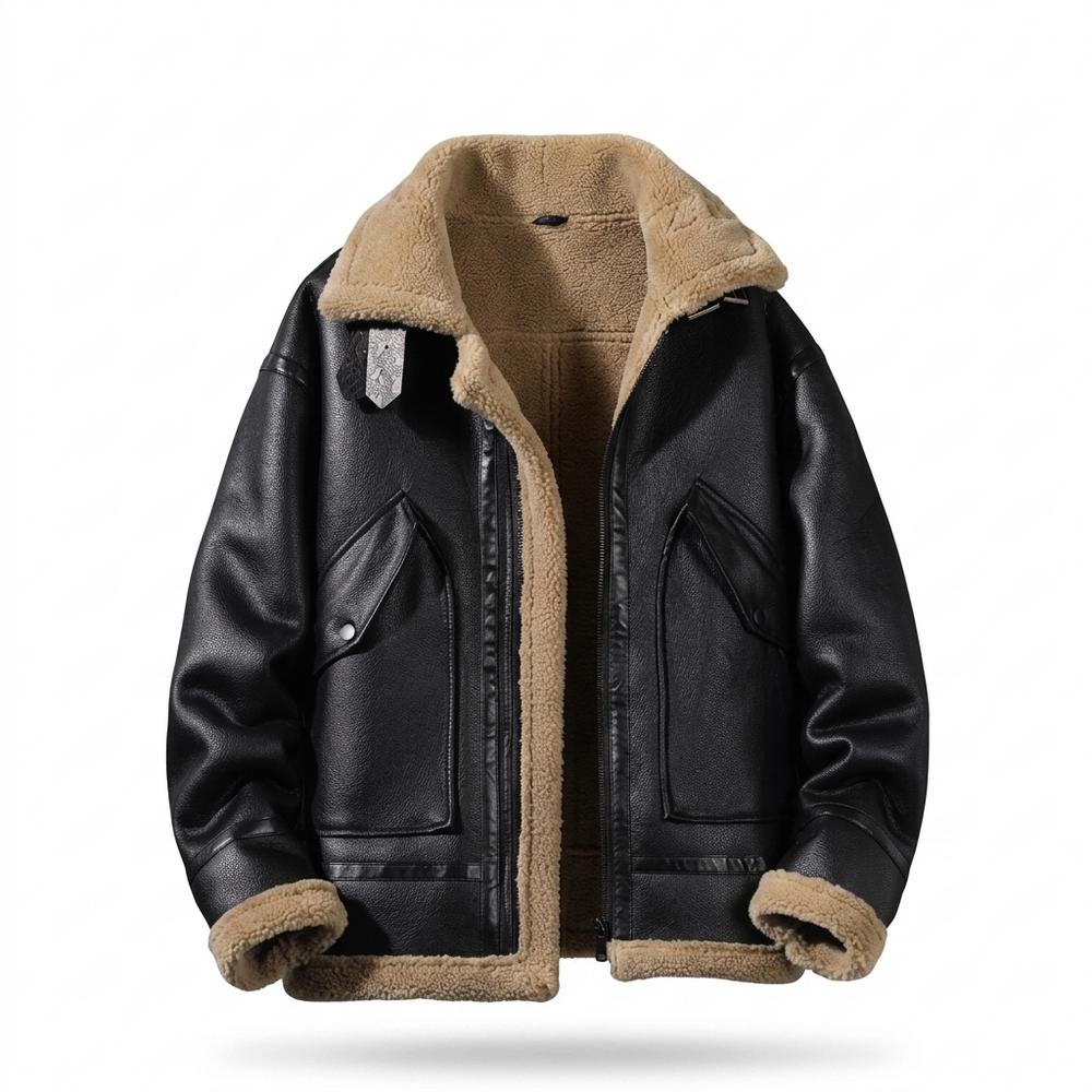 Mens Outlet House - Lymon | Fleece-Lined Faux-Leather Jacket Men