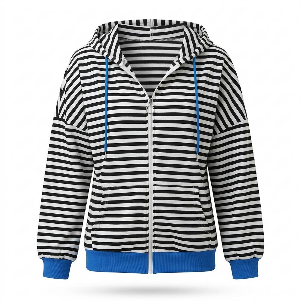 Mens Outlet House - Yoken | Striped Zip-Up Hoodie Women