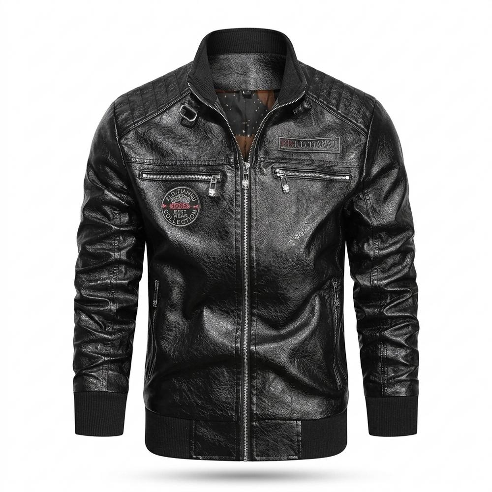 Mens Outlet House - Kasil | Quilted Zippered Leather Jacket Men