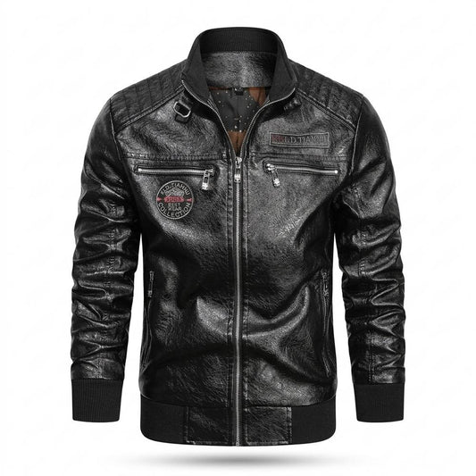 Mens Outlet House - Kasil | Quilted Zippered Leather Jacket Men