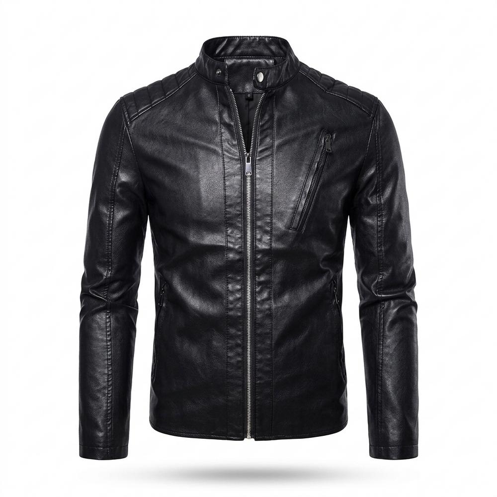 Mens Outlet House - Mekor | Quilted Zip-Up Leather Jacket Men