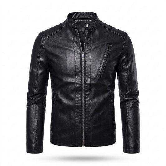 Mens Outlet House - Mekor | Quilted Zip-Up Leather Jacket Men