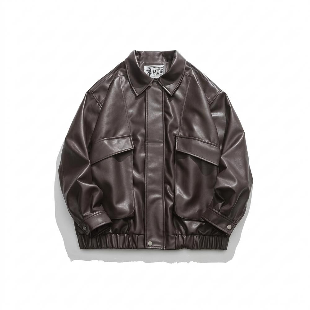 Mens Outlet House - Nevel | Boxy Cut Faux Leather Jacket Unisex