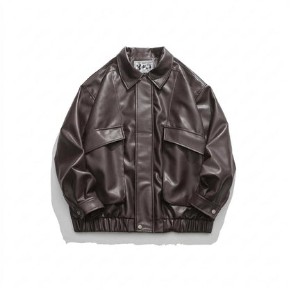 Mens Outlet House - Nevel | Boxy Cut Faux Leather Jacket Unisex