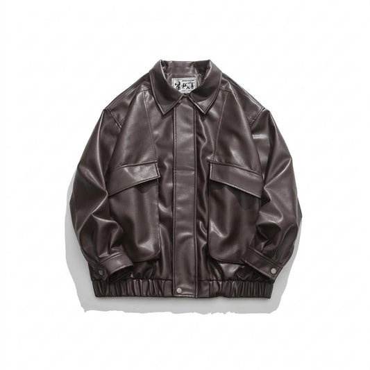 Mens Outlet House - Nevel | Boxy Cut Faux Leather Jacket Unisex