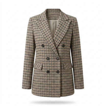 Mens Outlet House - Yonal | Double-Breasted Houndstooth Blazer Women