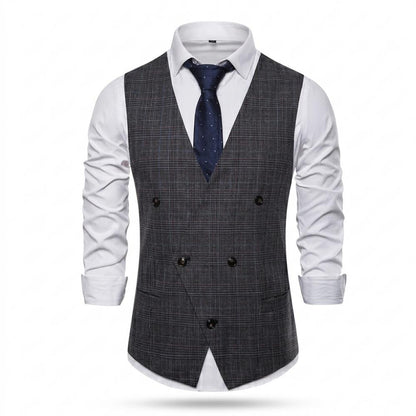 Mens Outlet House - Semon | Double-Breasted Plaid Vest Men