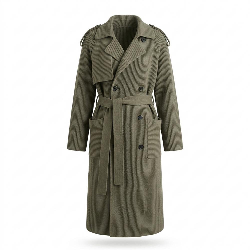 Mens Outlet House - Rasan | Rib-Knit Double-Breasted Coat Women