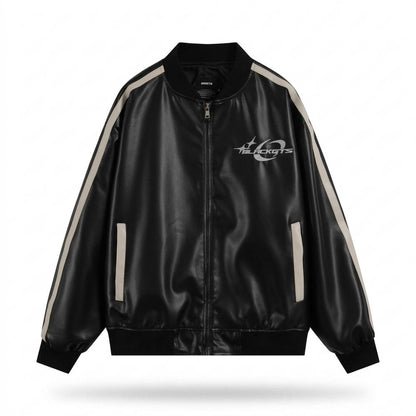 Mens Outlet House - Mimon | Faux-Leather Striped Jacket Unisex
