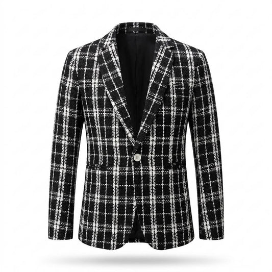 Mens Outlet House - Tiven | Plaid Textured Blazer Men