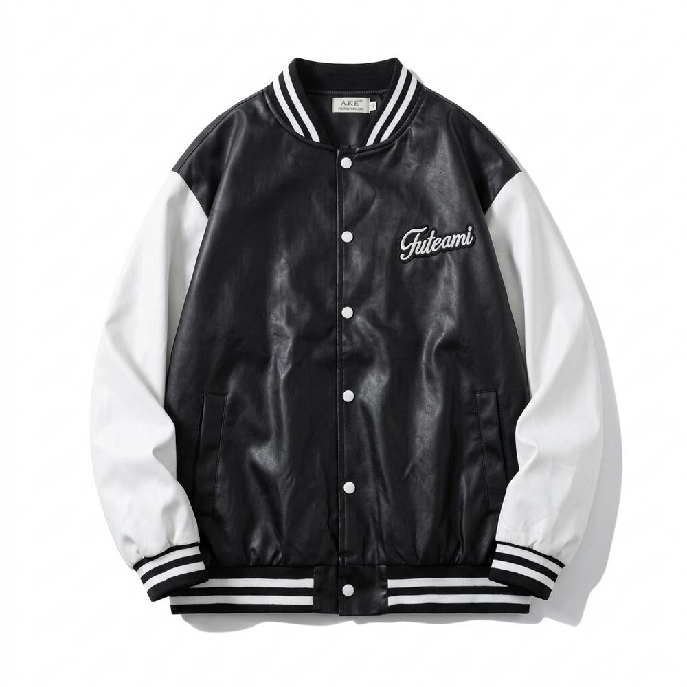 Mens Outlet House - Cozun | Faux Leather Two-Tone Jacket Unisex