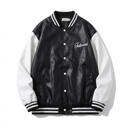 Mens Outlet House - Cozun | Faux Leather Two-Tone Jacket Unisex