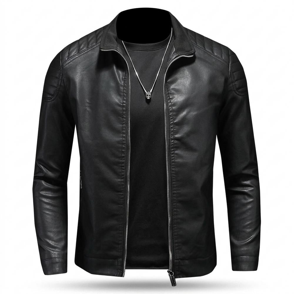 Mens Outlet House - Vizan | Quilted Zip-Up Leather Jacket Men