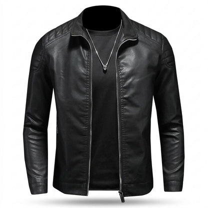 Mens Outlet House - Vizan | Quilted Zip-Up Leather Jacket Men