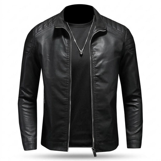 Mens Outlet House - Vizan | Quilted Zip-Up Leather Jacket Men