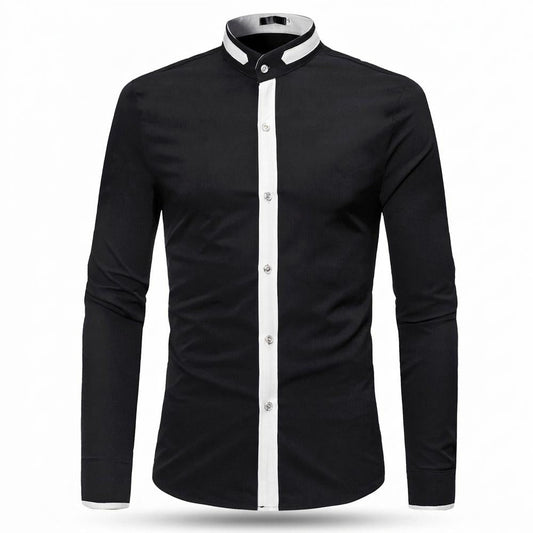 Mens Outlet House - Nozan | Stand-Collar Contrast-Placket Shirt Men