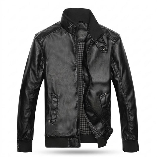 Mens Outlet House - Visin | Zip-Up Lined Leather Jacket Men