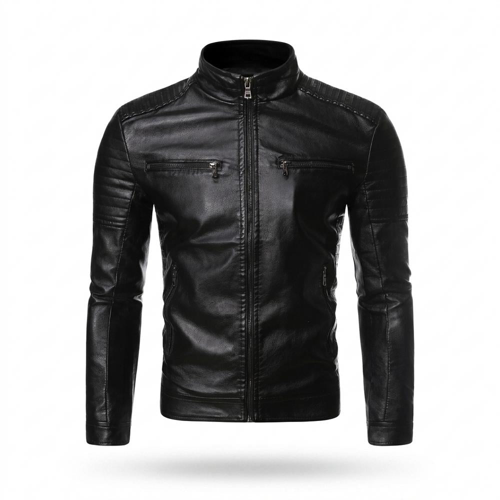 Mens Outlet House - Alram | Quilted Zip-Up Leather Jacket Men