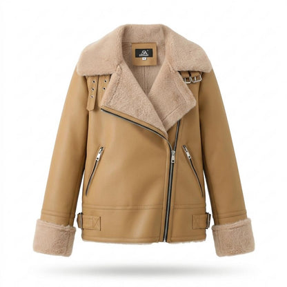 Mens Outlet House - Aulor | Shearling-Lined Asymmetrical Leather Jacket Women