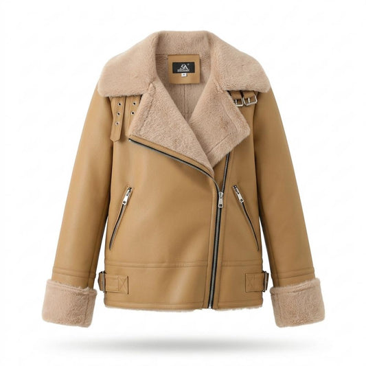 Mens Outlet House - Aulor | Shearling-Lined Asymmetrical Leather Jacket Women