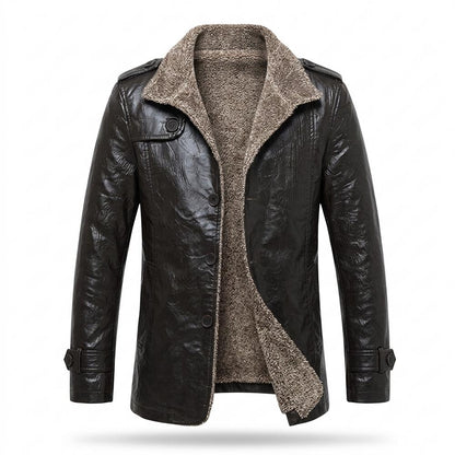 Mens Outlet House - Ramor | Lined Button-Up Leather Jacket Men