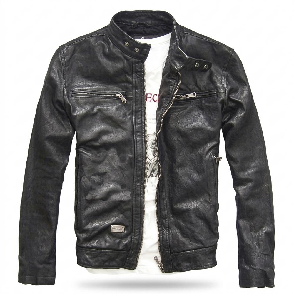 Mens Outlet House - Lasan | Slim-Fit Textured Leather Jacket Men