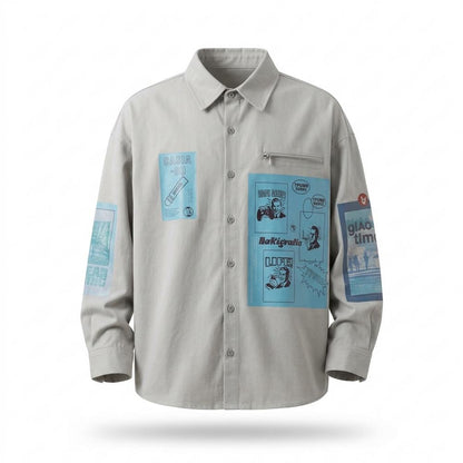 Mens Outlet House - Kaser | Graphic Print Long-Sleeved Shirt Men