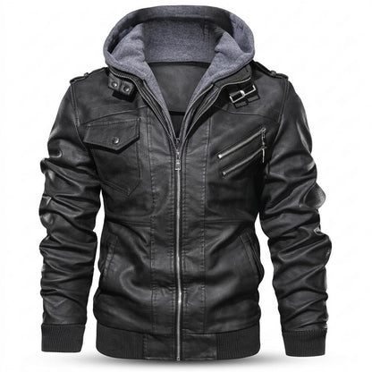 Mens Outlet House - Nosan | Hooded Lined Leather Jacket Men