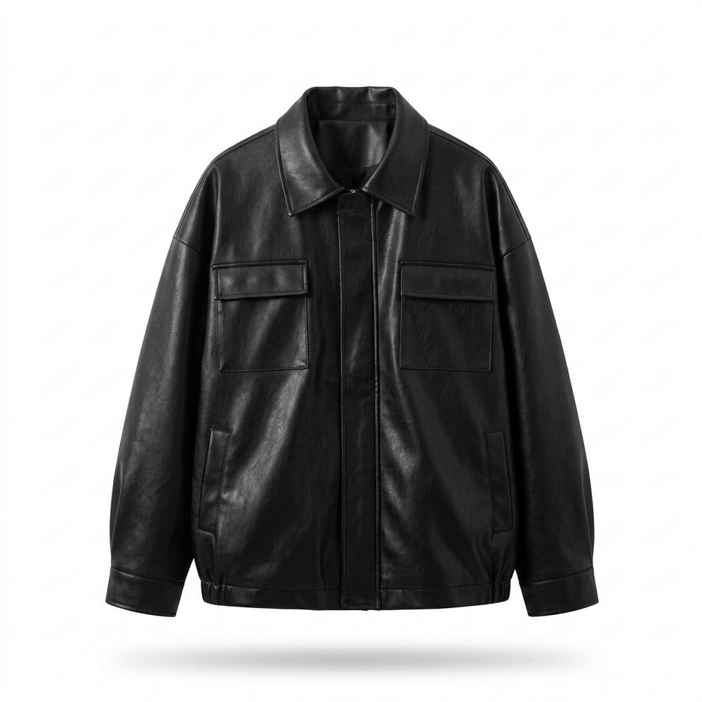 Mens Outlet House - Katal | Oversized Faux Leather Jacket Unisex