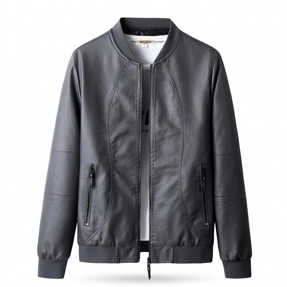 Mens Outlet House - Katir | Zip-Up Leather-Look Jacket Men