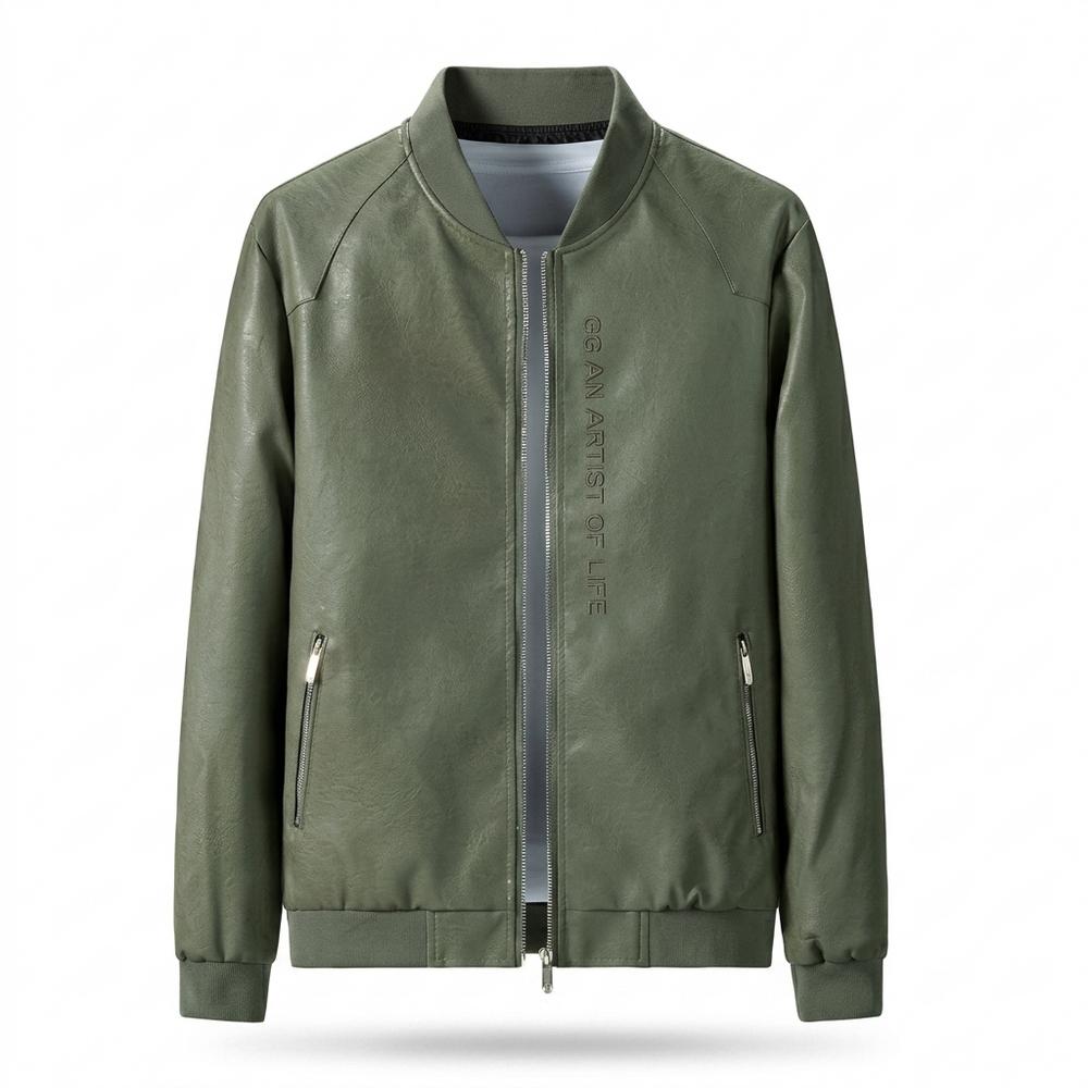 Mens Outlet House - Nemar | Zip-Up Slim-Fit Leather Jacket Men