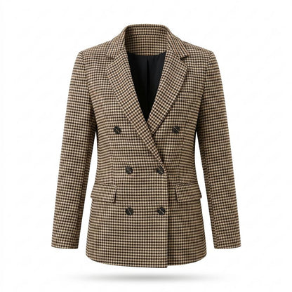 Mens Outlet House - Nezur | Houndstooth Double-Breasted Blazer Women