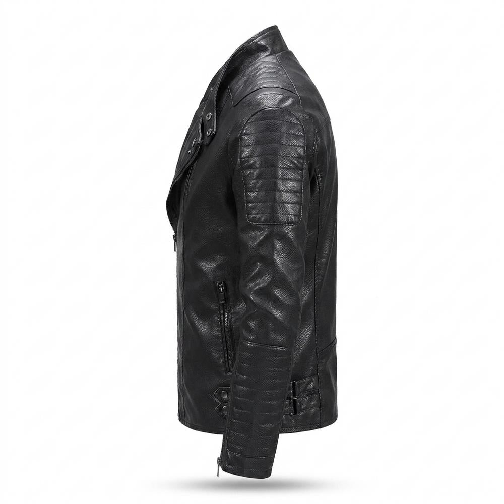 Mens Outlet House - Noven | Asymmetrical Quilted Leather Jacket Men
