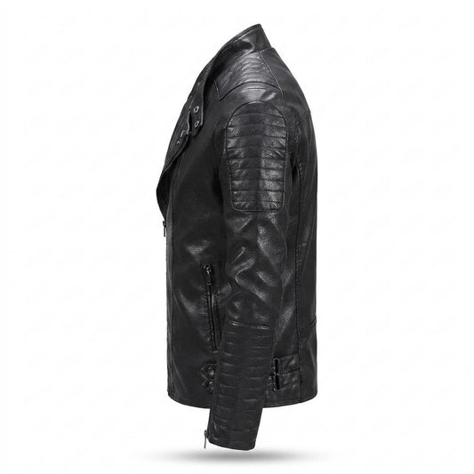 Mens Outlet House - Noven | Asymmetrical Quilted Leather Jacket Men