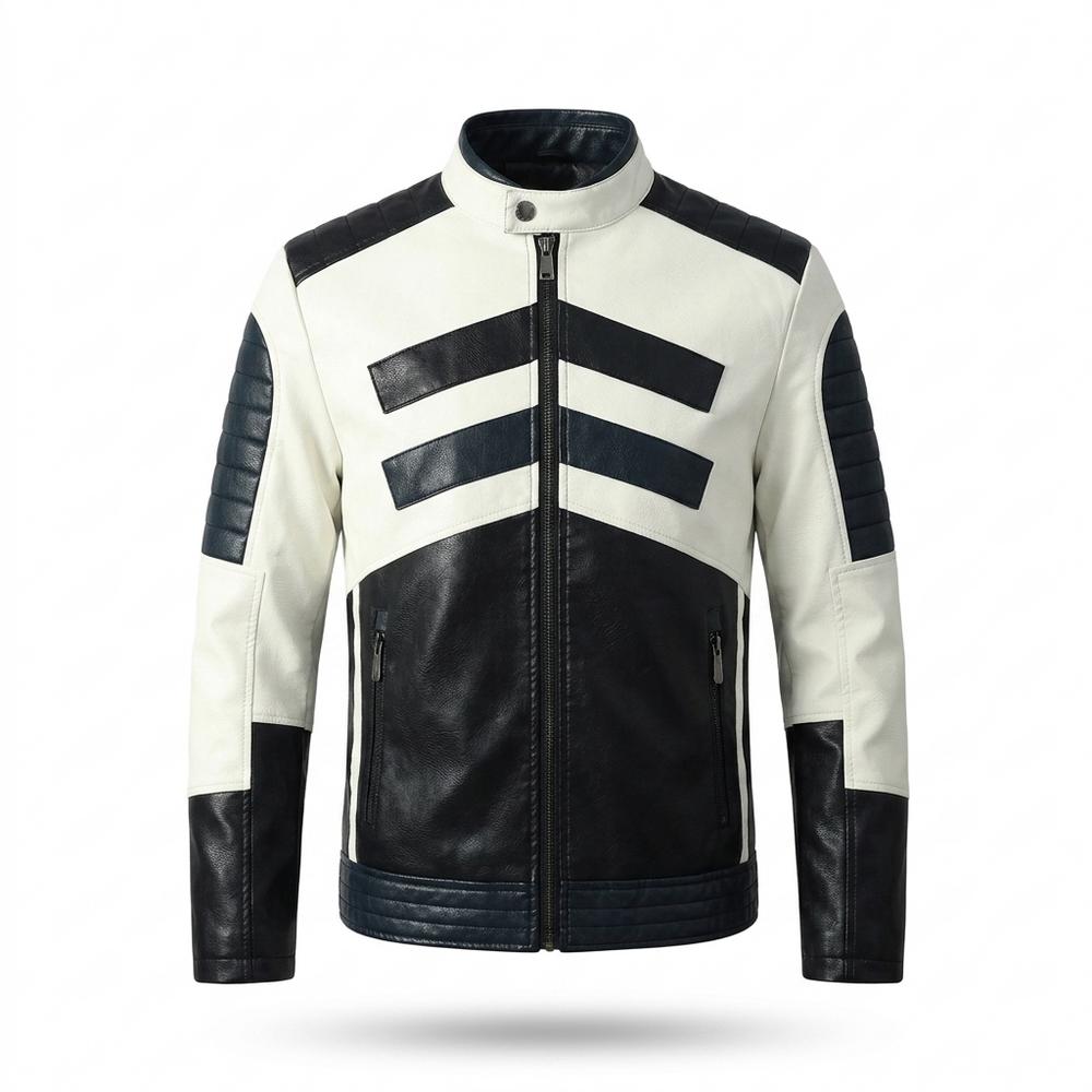 Mens Outlet House - Cavel | Color-Block Quilted Leather Jacket Men