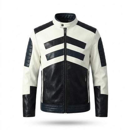Mens Outlet House - Cavel | Color-Block Quilted Leather Jacket Men