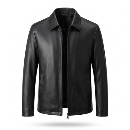 Mens Outlet House - Masan | Zip-Up Collared Leather Jacket Men
