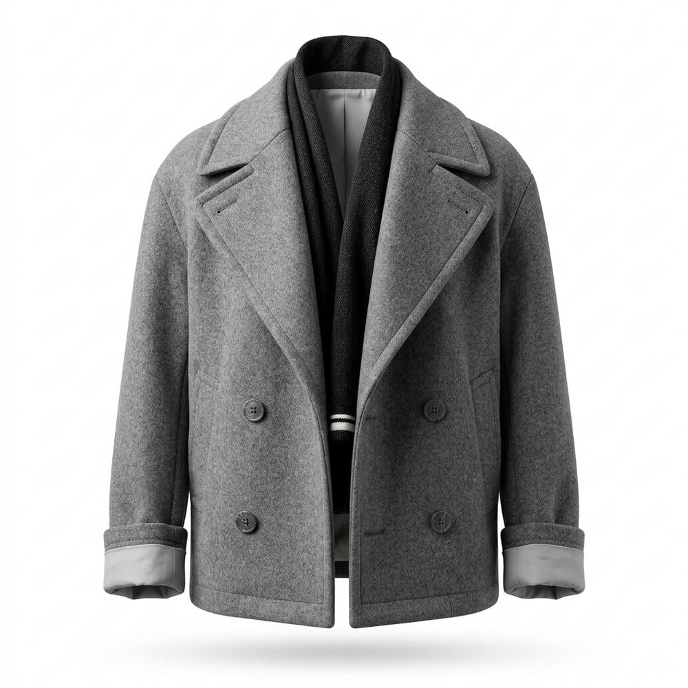 Mens Outlet House - Mevad | Double-Breasted Wool-Look Coat Men