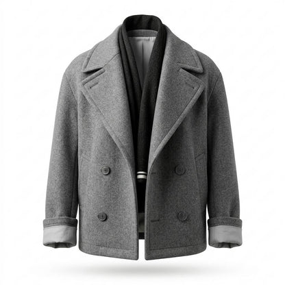 Mens Outlet House - Mevad | Double-Breasted Wool-Look Coat Men